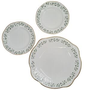 Royal Tara Shamrock Dessert Plates with Serving Platter Irish China cottagecore